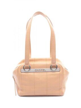 Chanel Boston Bag Choco Bar Beige Leather